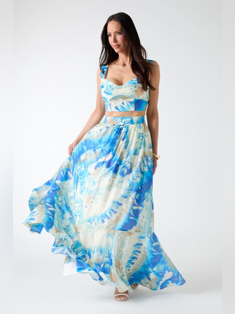 GUESS by Marciano Printed Bustier Top & Maxi Skirt Set